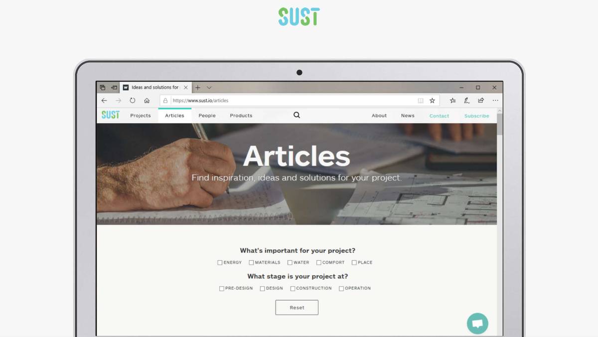 Filters on our 'Articles' page help you find content based on what's important to you during each stage of your building project. 

Click the link to learn how leading projects have achieved their sustainability goals: sust.io/articles