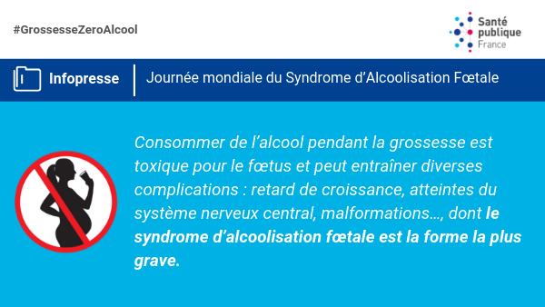 SantePubliqueFr's tweet photo. A l’occasion de la Journée mondiale de sensibilisation au Syndrome d’Alcoolisation Fœtale, Santé publique France lance une nouvelle campagne d’information pour promouvoir le message "Par précaution, 0 alcool pendant la grossesse" #GrossesseZeroAlcool https://t.co/jAVu64th6r https://t.co/PA9rwK9hgV