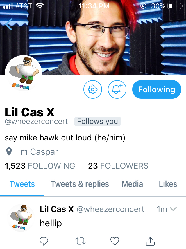 / if anyone wants to know what caspar's twitter profile looks like, it's horrible and i hate it so much