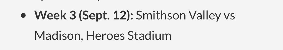 jm_mavs's tweet photo. This weeks Varsity Football game is the Thursday Night Lights Game of the week on CW35. 

Madison Vs Smithson Valley 
7:00pm @ Heroes
🏈🏈🏈🏈🏈🏈🏈🏈🏈🏈🏈🏈🏈
Get your Tickets early &amp; Pack the stands!! Let’s Go Mavs!! 🧡💙
#MadisonStrong https://t.co/HIC3vTSy0r