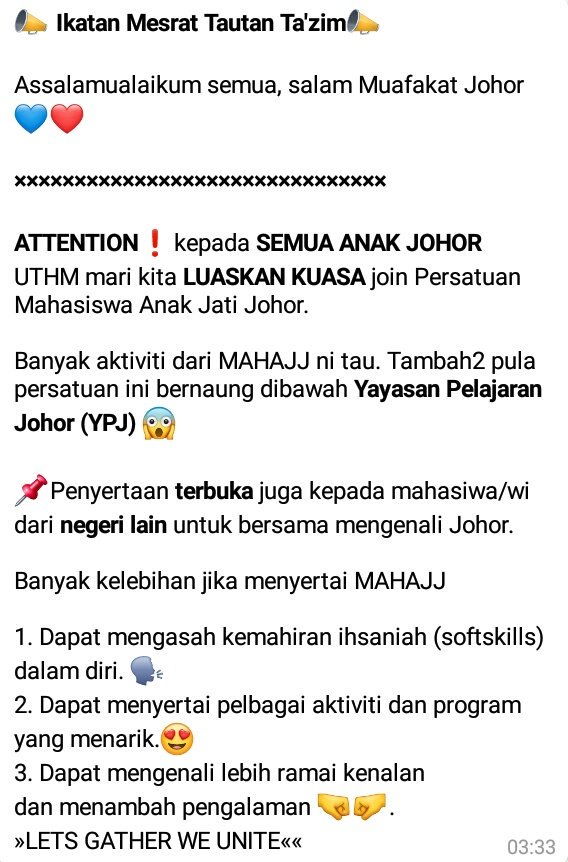 rizqiey_iky's tweet photo. Assalamualaikum semua ayuh sertai kami Mahasiswa Anak Jati Johor UTHM (MAHAJJ UTHM - Pagoh). @u_utroll @PagohUnity @PagohUnity @kkpagoh1uthm @mahajj_uthm https://t.co/cGNRDyzu6H