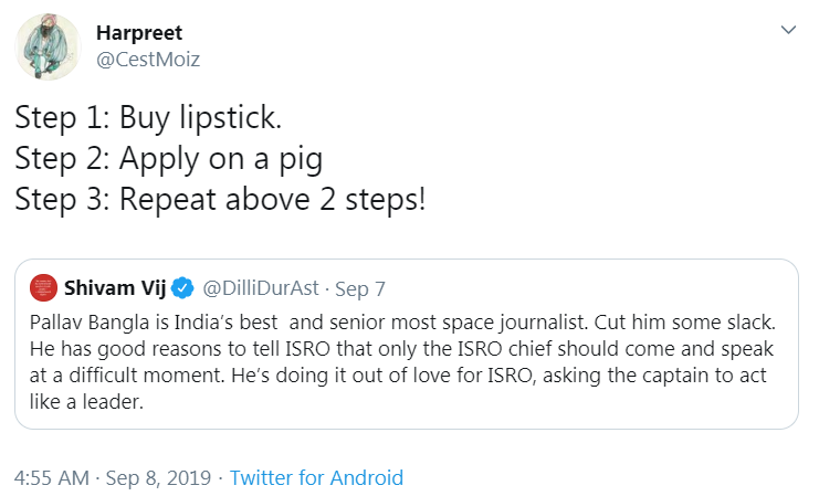 75 #YeBhaaratKePatrakaarThey will cry themselves hoarse, shouting INTOLERANCE.But then, you make ONE tweet about make-up, and they block you.Bleddy Intolerant 'Liberals', I tell you!