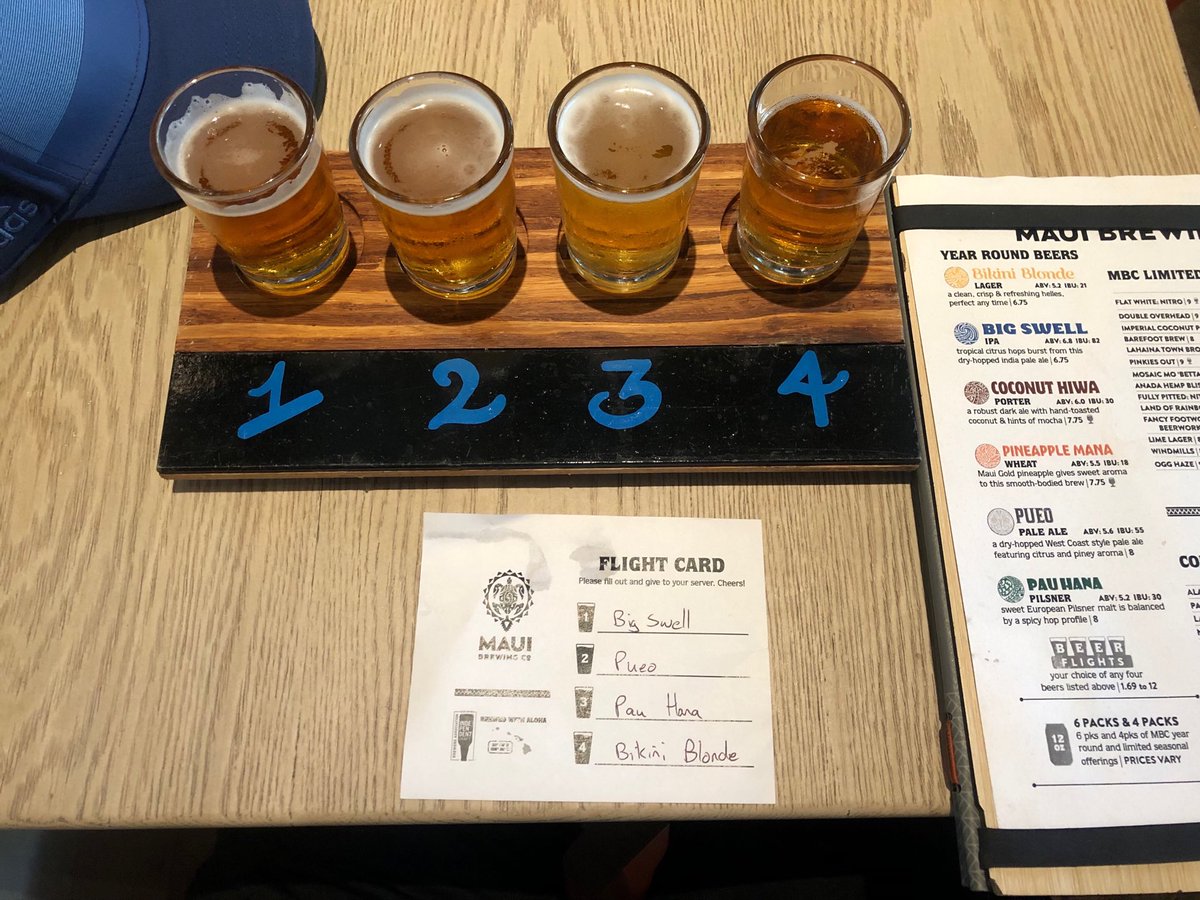 JamesNimmo's tweet photo. First beers in Hawaii. Starting off with some local craft beers.⁦@mauibrewingco⁩ https://t.co/9Ec76GcPnZ