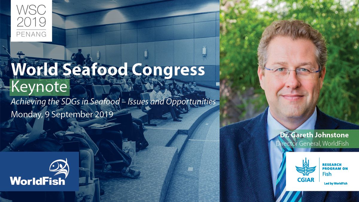 CGIAR_SAAF's tweet photo. Starting soon! WorldFish's @GarethWorldFish is presenting a Keynote speech on 'Achieving the #SDGs in Seafood - Issues and opportunities.' 9:45-11:15am at #WSC2019, in Penang, Malaysia. Learn more: https://t.co/iJWtJokXHr @WSC_Penang @FAOfish @WorldFishCenter https://t.co/cRcC6aUhsa