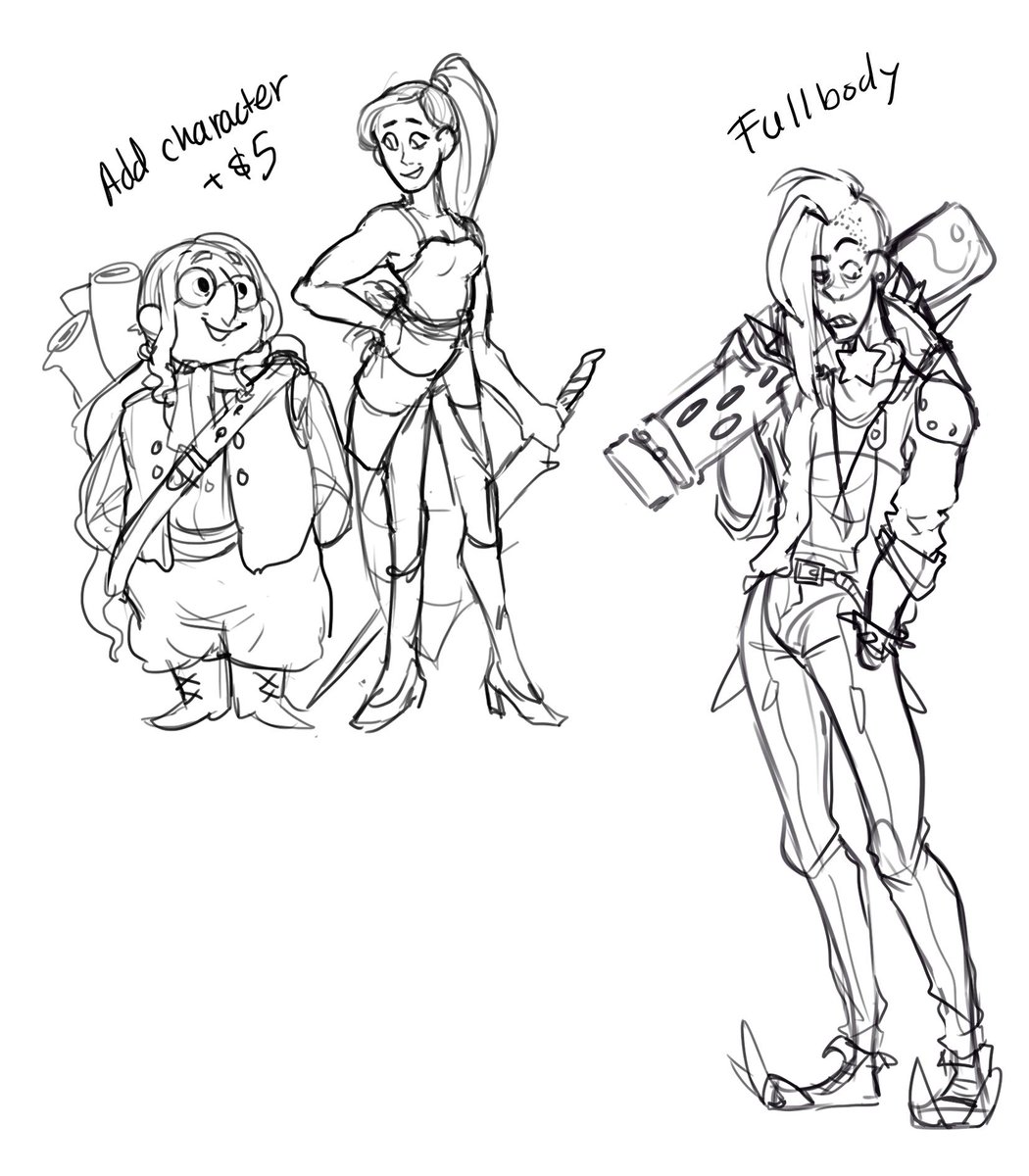 I've opened up sketch commissions! Full info in this link!
https://t.co/keV71NBhct

Headshot-$8
Halfbody-$10
Fullbody-$15 