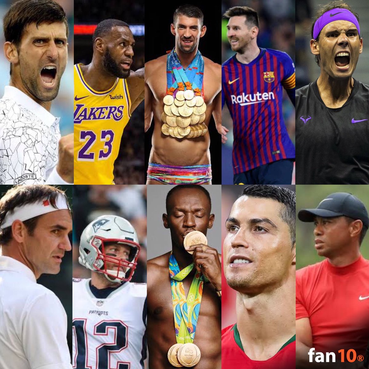SoyFan10's tweet photo. Novak Djokovic, Lebron James, Michael Phelps, Lionel Messi, Rafael Nadal, Roger Federer, Tom Brady, Usain Bolt, Cristiano Ronaldo y Tiger Woods.

LA ÉPOCA DE LOS MEJORES DE LA HISTORIA. https://t.co/tRTDHsL2if
