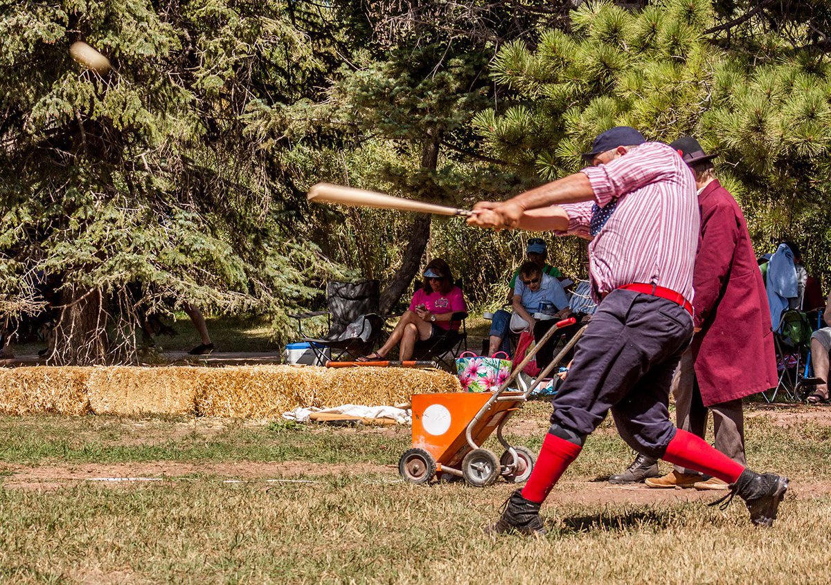 coachbecker3580's tweet photo. Getting a little BP in before our Labor Day vintage base ball game this past Monday. Look at that form! #vintagebaseball #coloradovintagebaseball #catfishbecker https://t.co/26aERXAbDw