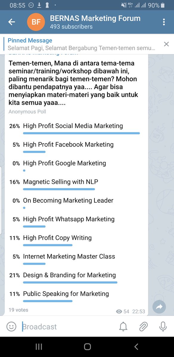 ellrey's tweet photo. Hasil survey di Channel Telegram BERNAS MARKETING FORUM...
Temen2 pengen belajar apa?
Belajar bareng di Channel Telegram BERNAS yukk...
Install Telegramnya...
Lalu join channelnya yaa...
https://t.co/OLI7GpksVv
Bantu like dan Retweet ya Temen2
Tag: #LifeMaster #lifehack https://t.co/9peoiR4UP6