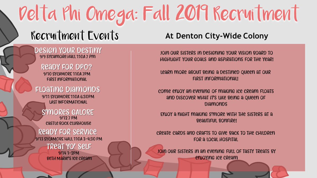 DPODenton's tweet image. RECRUITMENT WEEK IS HERE!!!

If you’re intrested in DPO make sure to come to one (1) informational and two (2) events! #GODPO ♥️