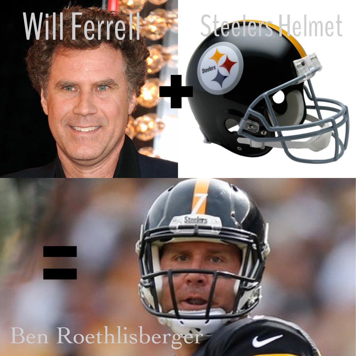 Mza49311's tweet photo. I can’t unsee this, every time I see the Steelers play I laugh cause that’s what I do when I see Will Ferrell #willferrell #steelersvspatriots #Steelers #funny #football #nfl https://t.co/OQKzawOGtb