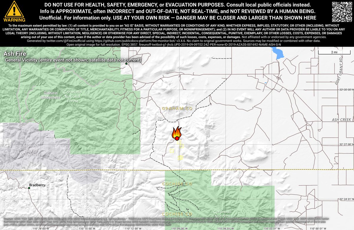 SWFireBot's tweet image. #AshFire 🔥 unofficial, automated update.
@AZStateForestry; ~23mi NW of Willcox, AZ. ⚠️ DO NOT USE FOR SAFETY PURPOSES - See officials instead. May be incorrect; disclaimers in images.