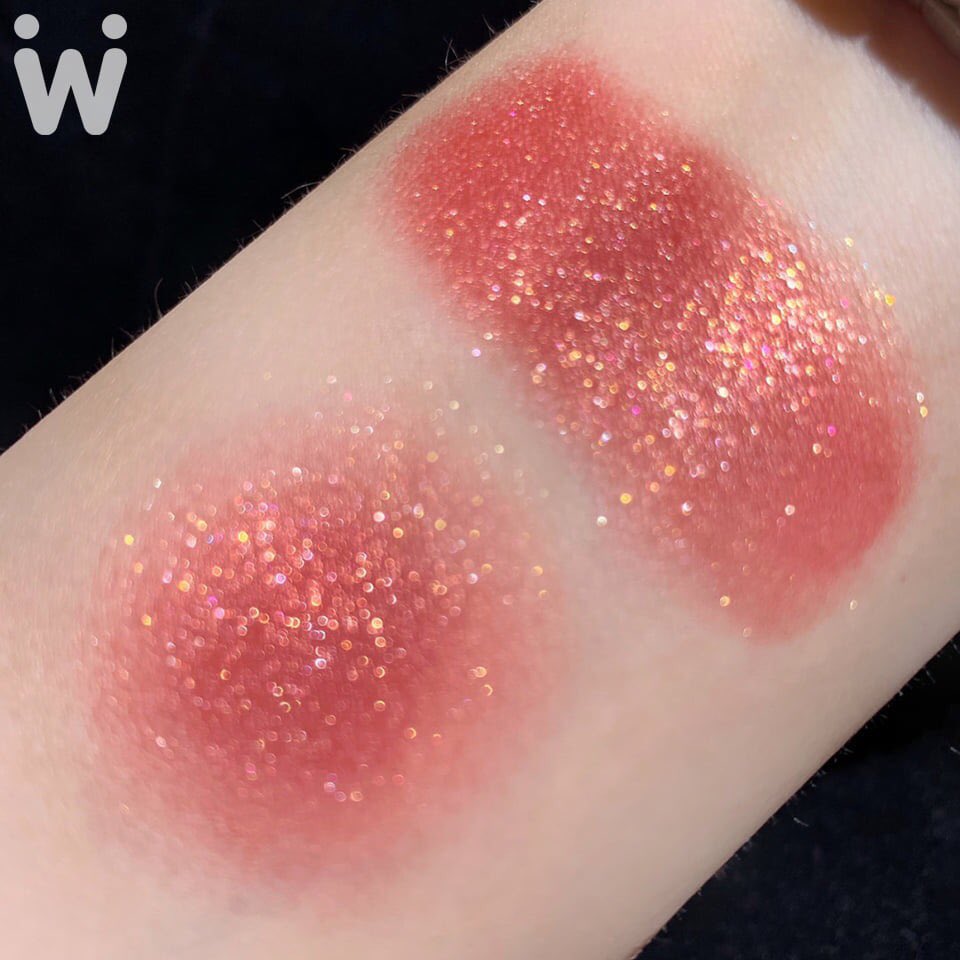 韓国コスメエチュードハウスの新作アイシャドウ。RD 308 ブリックメープル🍁。光沢xグリッターの赤レンガカラー。明るいレッドブラウン。