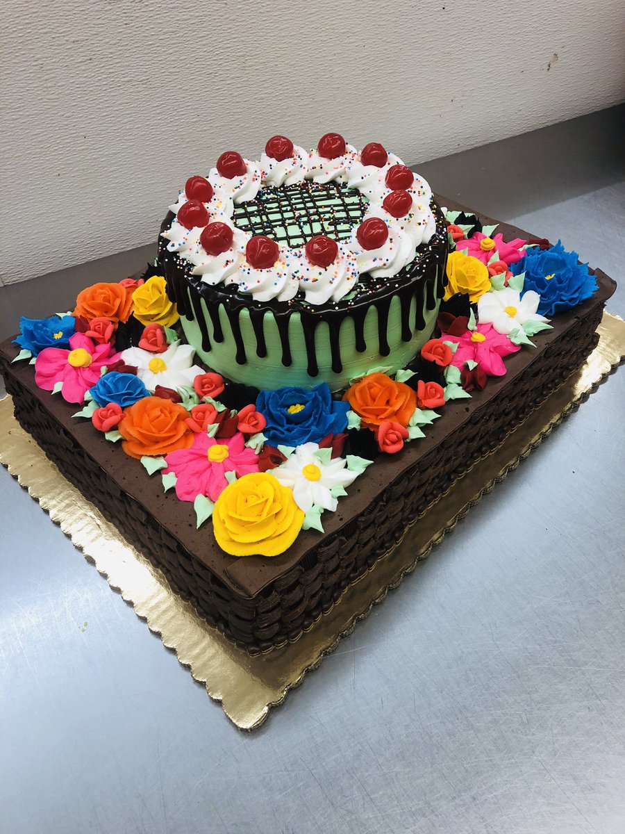 gal_cake's tweet photo. Was honored to make my grandfathers #cake for his 90th birthday! He loves gardening and #dessert  an ice cream sundae sitting in a flower basket. All done in #buttercream https://t.co/7WrROQGdT4