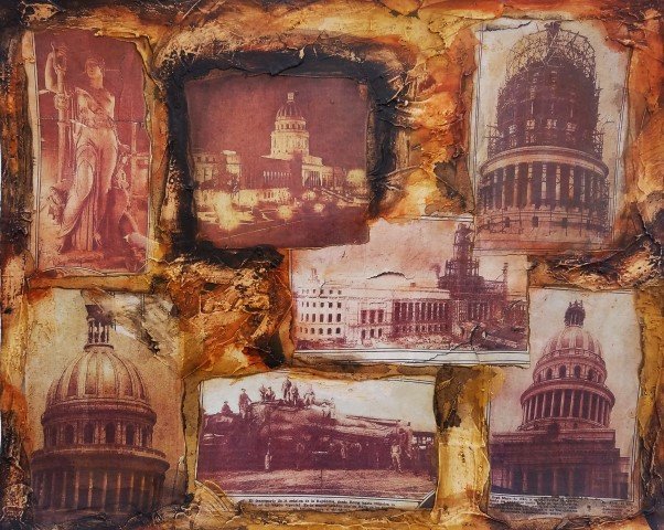 LA HABANA EN LA AURORA, 2019, inspirado en el #500aniversariodeLaHabana #LaHabana500 #CubaIslaBella #CapitolioNacional #habana500 #habanavieja #CubaEsCultura #pintura #arte #contemporaryart #cuba #collage #mixedmedia #acrylicpainting @DiazCanelB @ramospor_cuba @IvonArtemisa