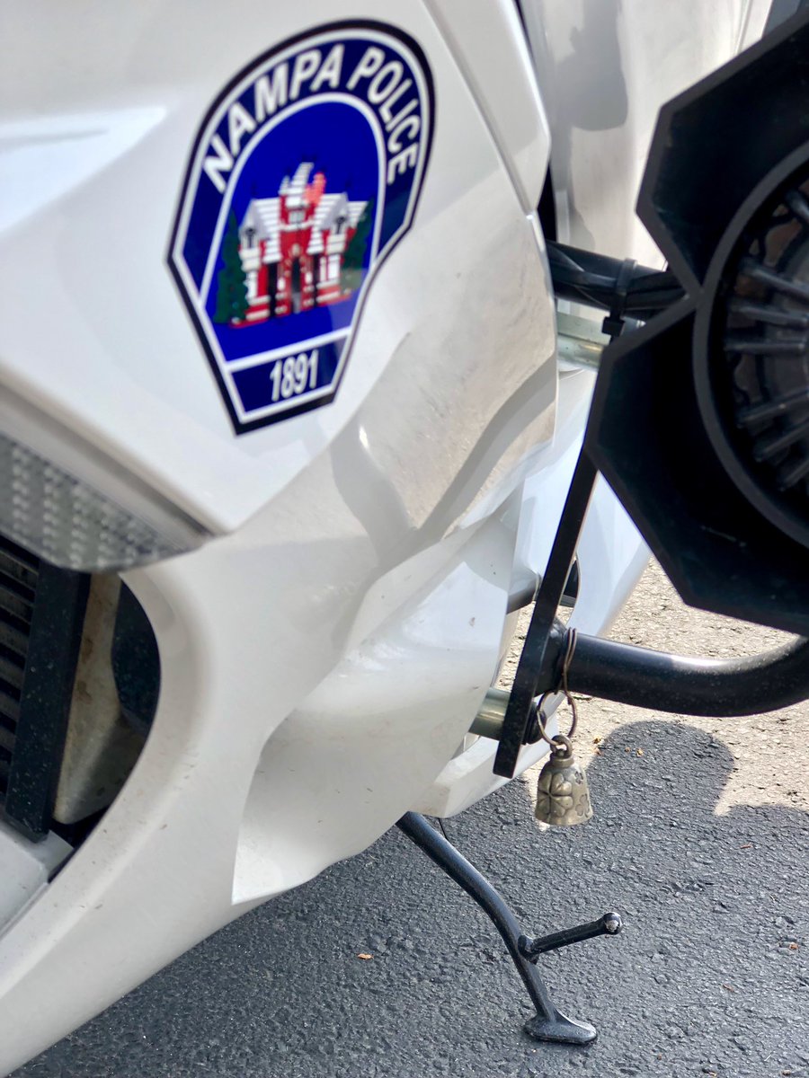 NampaPolice1's tweet photo. Have you heard of Guardian Bells? These are a few examples of our motor officers’ bells, each bought by their spouse.
Legend has it they scare Evil Road Spirits who are responsible for mechanical problems & bad luck along a journey.
#GuardianBell #GoodLuck🍀 #NPDSTEP #MotorCops https://t.co/xgXjMoulVa