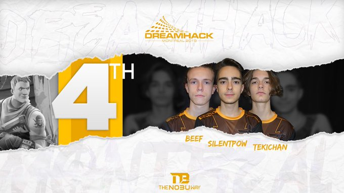 The Dreamhack Fortnite tournament went well for our boys especially for those 3 young prodigies with a huge 4th place finish! 

They even managed to get 52 points in the trio cash cup finals. 
#TheNobuWay