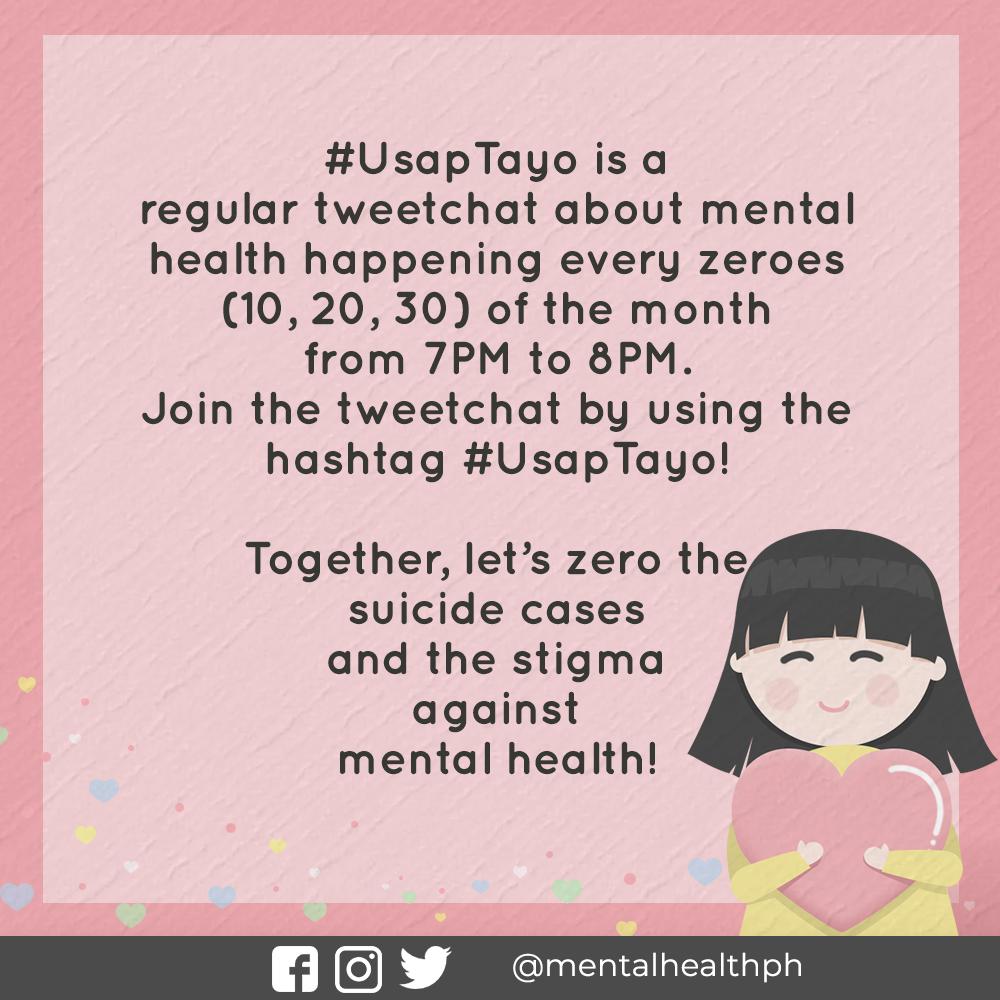 mentalhealthph's tweet photo. Sep 10 is #WorldSuicidePreventionDay! Tara, #UsapTayo on Sep 10, from 7-8PM as we raise awareness on #SuicidePrevention, let us also raise awareness on the importance of taking care of ourselves. 

Let’s make self-care a priority!  #MentalHealthPH

READ: 
https://t.co/SwjPnYdOAN https://t.co/ffsZlonG04