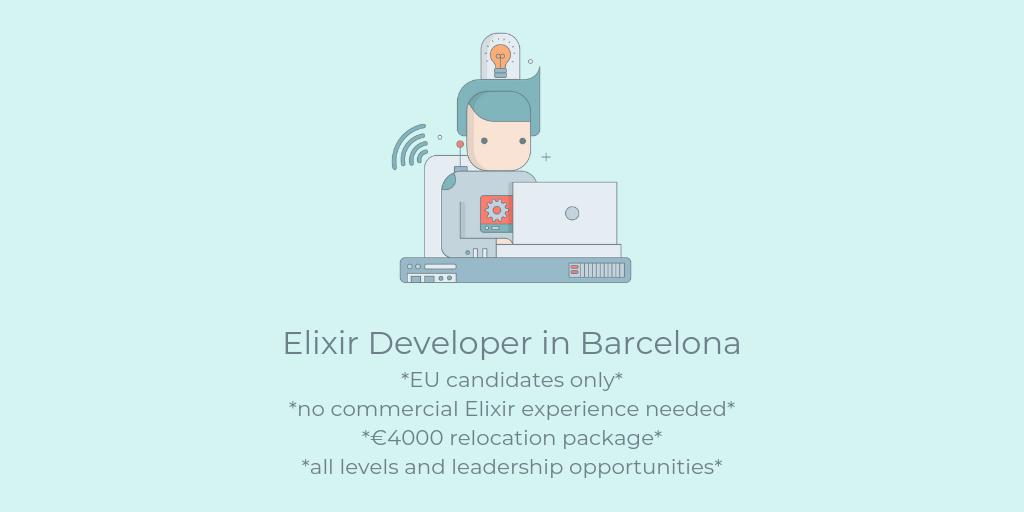 Functionalworks's tweet photo. Are you an #Elixir developer or a #Ruby/Erlang developer who is 🔥passionate🔥about learning Elixir?
☀️Barcelona
☀️EU candidates
☀️€4000 relocation package
#workshub #functionalworks #elixir #elixirjob #erlang #ruby #functionaldevelopment
https://t.co/moLMXixvTC https://t.co/XHXgoFc9qD