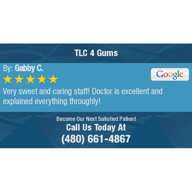 TLC4Gums1's tweet image. 5 Star: Gabby C. "Very sweet and caring staff! Doctor is excellent and explained everything throughly!" bit.ly/29ccbnb