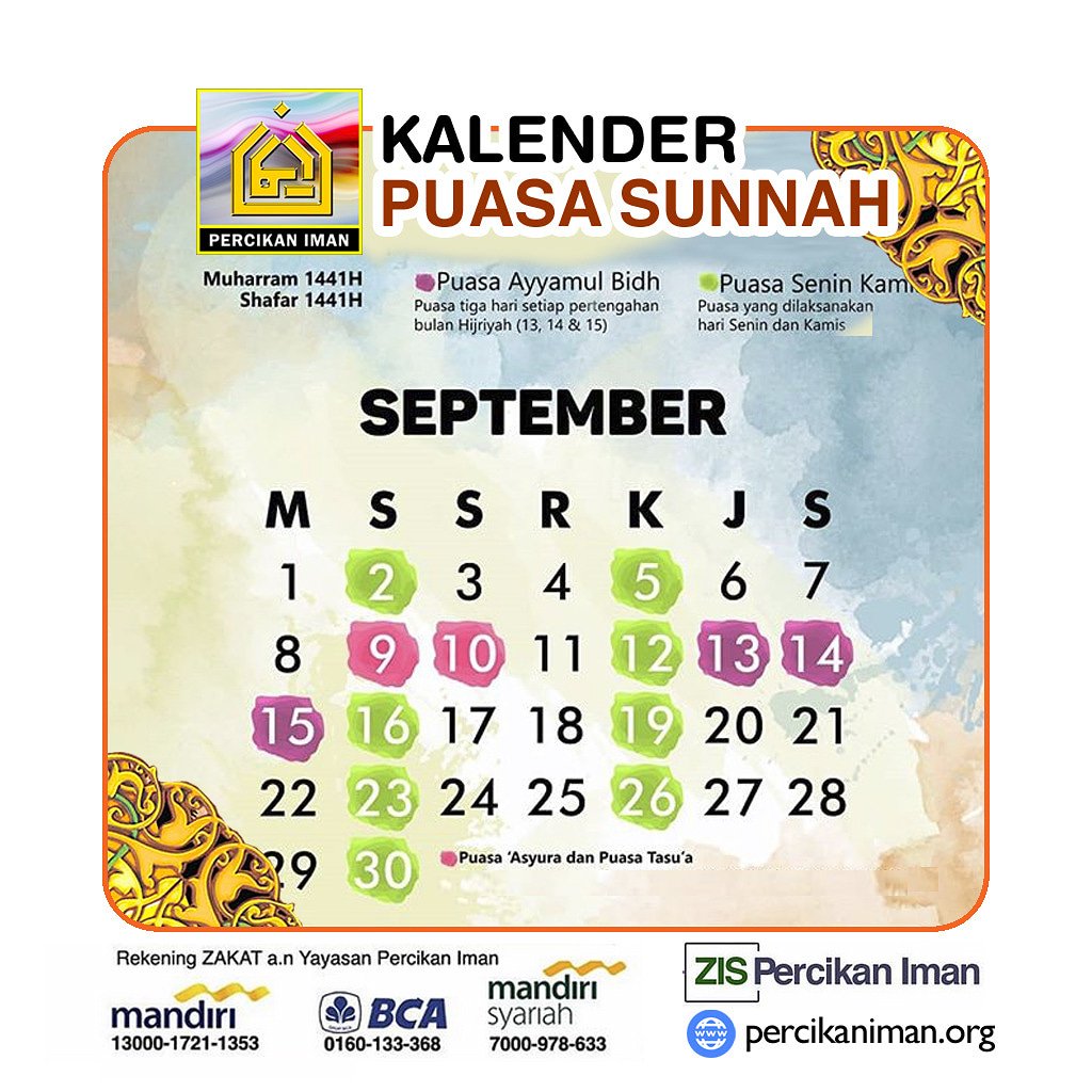 Kalender Puasa Sunnah 2019