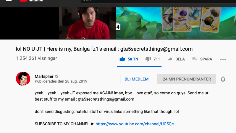 zatanum's tweet photo. either @markiplier is hacked or youtube is cucked https://t.co/FEWUuSQeBH