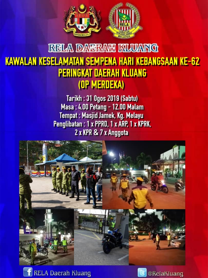 RELA_Johor's tweet photo. #PenugasanKawalanKeselamatan #OPMerdeka @RelaKluang
@zulkifliabidin @kamarudin_rapig @Roslannong @KDNPUTRAJAYA @msrz81 @farhanaliyana93 @normanosak @relamalaysia @RELA_Johor https://t.co/ZBHlaOl9x4