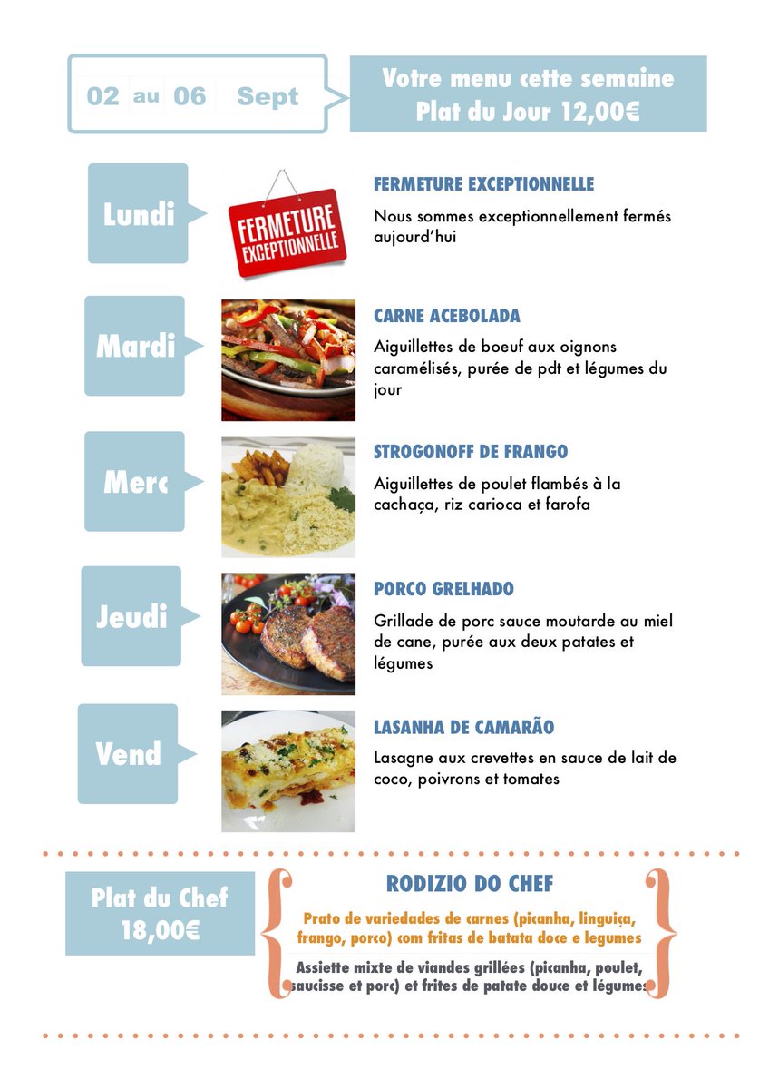 MilocaGourmand's tweet photo. Menu de la semaine prochaine chez Miloca.
Avec nos bons petits plats pour vous faire plaisir! 
Très bonne semaine à tous !!! https://t.co/Cibn0NGknd