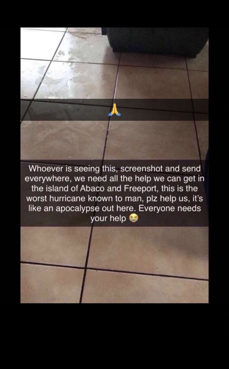 rizzie242's tweet image. I know I don’t have a lot of followers but y’all please rt this. We need help. Abaco is in a state of emergency and in hours Grand Bahama will be too. Pray for us 🙏🏽. And those who can help please do . #Dorian2019  #HurricaneDorian  #Bahamas