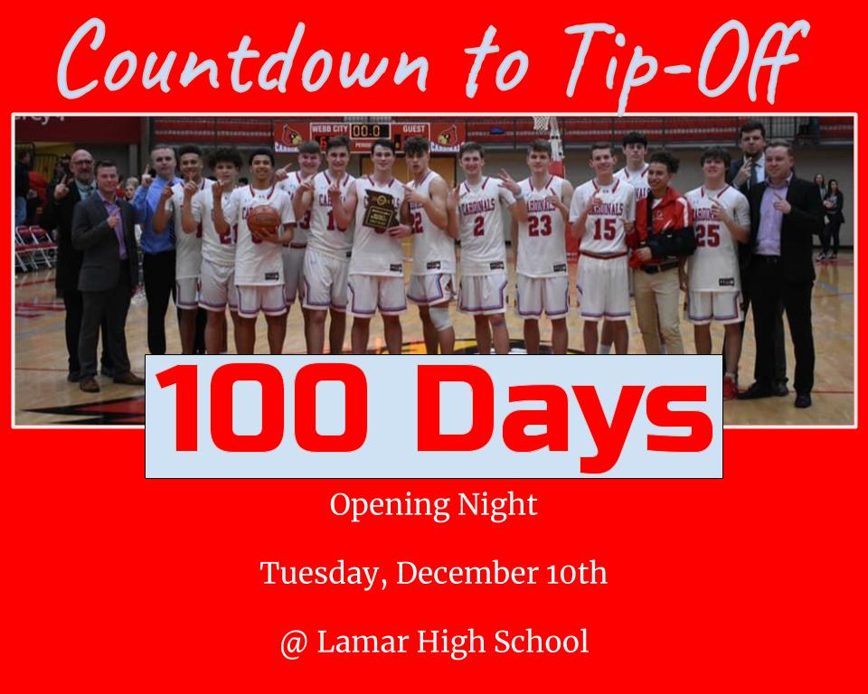 WC_BBall's tweet photo. 100 Days until the Cardinals tip-off the 2019-2020 Season against Lamar!
#R2F4 https://t.co/p5hyTAeM2d