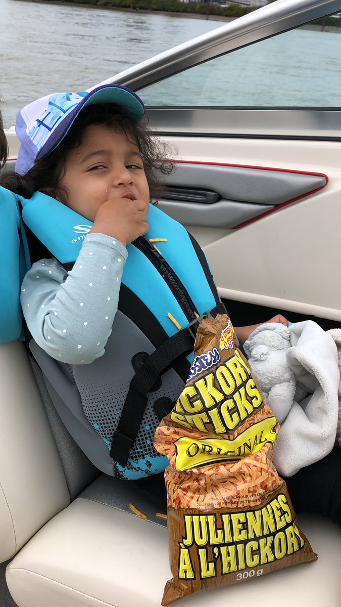 Boating going well as long as my daughter has her #hickerysticks#hostess#summer#boatingday @Hostess_Snacks