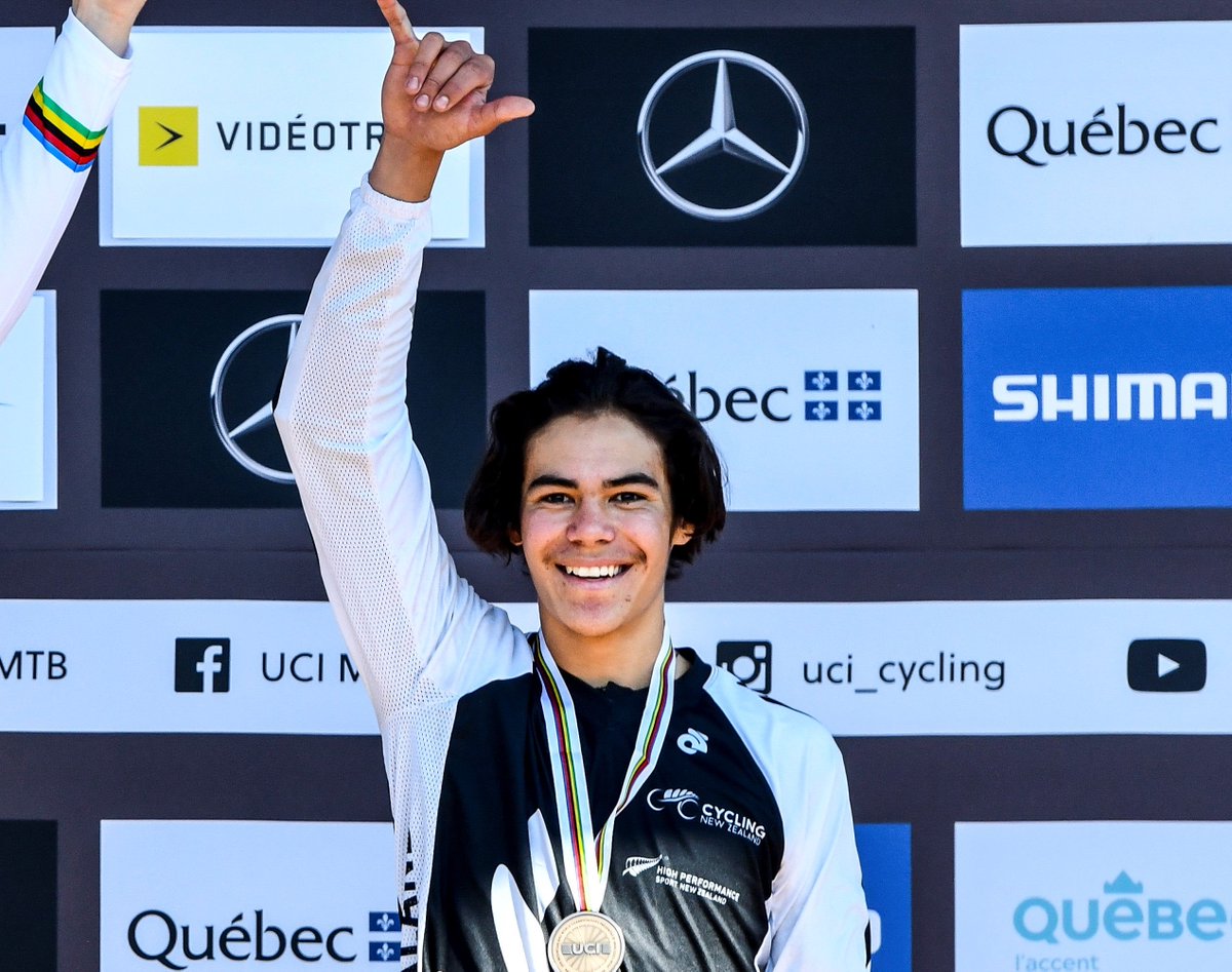 CyclingNZL's tweet photo. Big ups to @tuhotoarikiPene for third placing in junior men downhill at #UCI_MTB #MSA2019. First Kiwi jnr male gravity podium since @Brook_Macdonald 10 years ago. https://t.co/HOXc3IzM8P