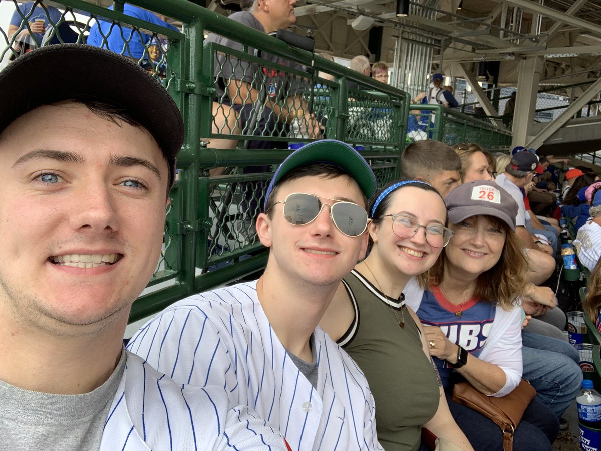 Missing their dad like crazy.  Trying to fill his shoes.  My first game ever.#cubs.  This could become a thing❤️