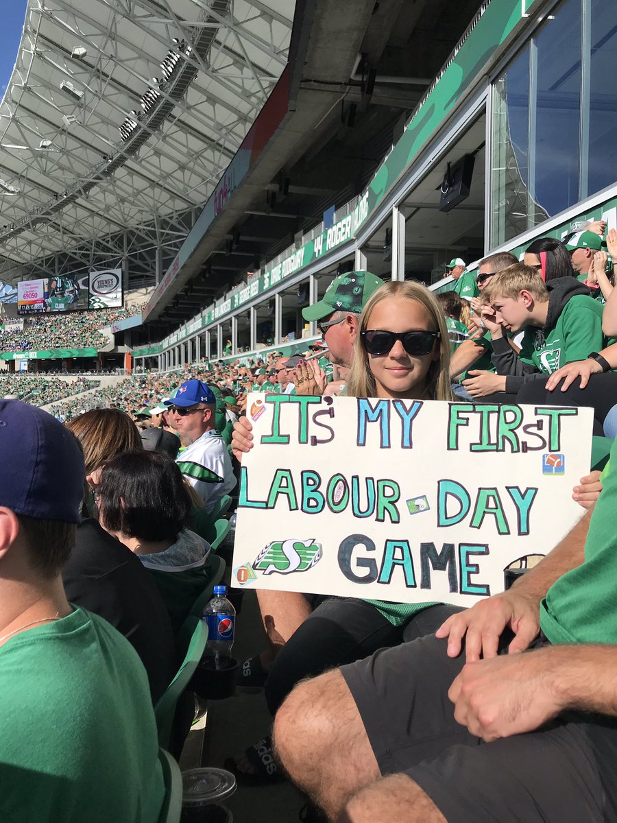 The_sheza's tweet photo. RyRy’s first labour day classic. Cheering hard for her GREEN! #RidersLive https://t.co/rNgTtcPPL8