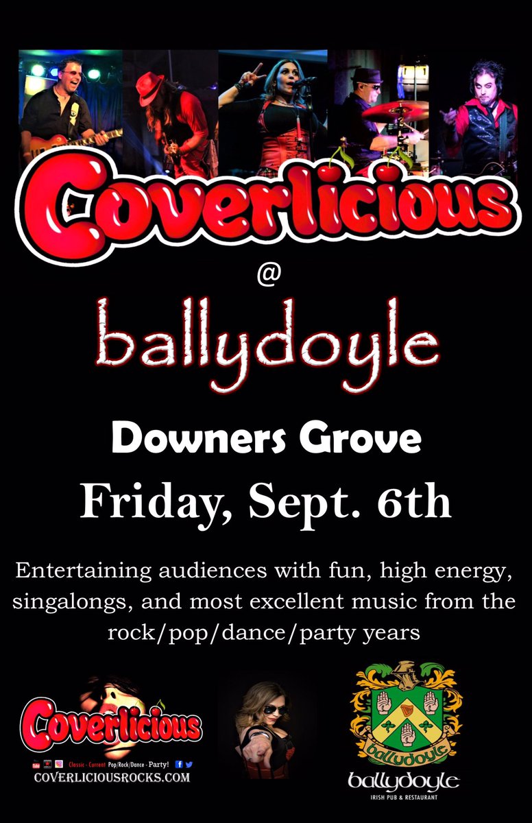 Check us out at Ballydoyle in Downers Grove this coming Friday at 9pm! #downersgrove #ballydoyledownersgrove #coverband #partyrock #livemusic