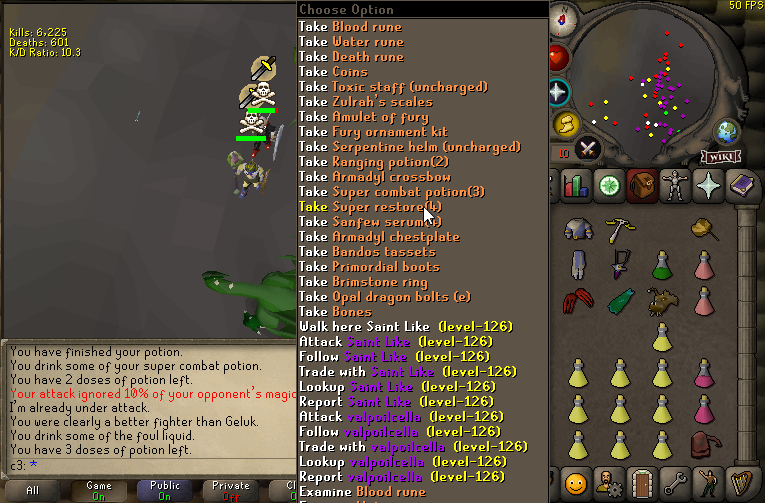 Bulldogs_rs's tweet photo. Bulldogs welcome @weedblazers clan to the wilderness! Our undercover agent found their member "Geluk" luring at the slayer caves in PvP worlds, and lured him all the way to the single strip! Resulting in a 170m kill, shame he lost his skull at the end! https://t.co/ohiUomV9Gk