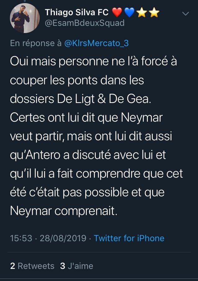 DaniWilliams87's tweet photo. @EsamBdeuxSquad Molina dit que Antero est dans le « coup » (du depart cet été de Neymar) et toi t’as dis comme quoi Antero avait indiqué à Ney qu’un depart cet été etait pas envisageable donc qui ment ?! https://t.co/aGm5JQzy4v