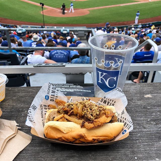 Just had my first brat at Kauffman Stadium since becoming a vegetarian thanks to Beyond Meat. Good stuff, loving this new wave of plant-based options. #kauffmanstadium #kcroyals #kansascity #baseball #veggiebrat #beyondmeat