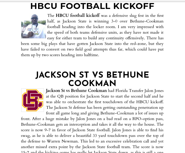 CollegeFBToday's tweet photo. That concludes our coverage of the 2019 MEAC vs SWAC challenge at College Football Today and we want to congratulate @BCUGridiron for reigning victorious. We could be seeing them back in Atlanta very soon in the Celebration Bowl! 
https://t.co/WZMjNOXz7F

#MEACSWACChallenge https://t.co/i02rysHeY6