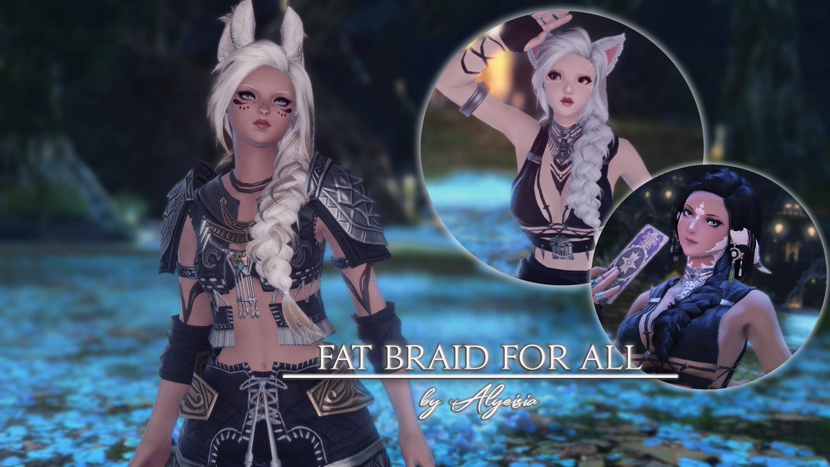 the fat side braid is now finally available for Viera too! ♥
xivmodarchive.com/modid/3640
#FFXIV #mymods