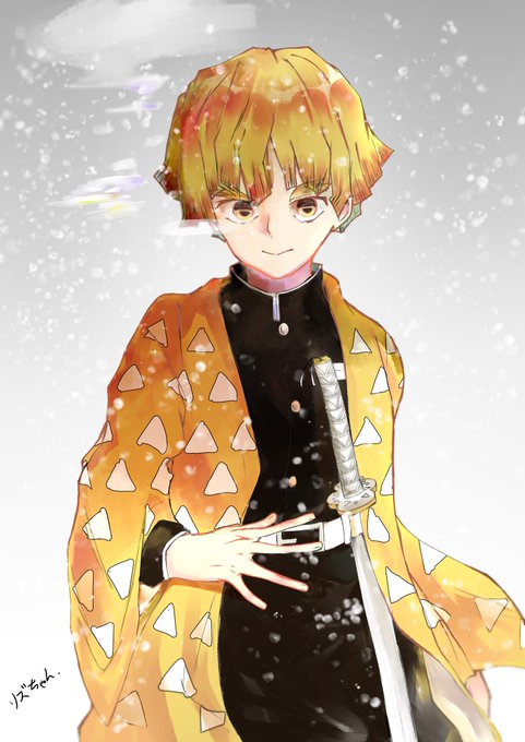 アカリズさんがTwitterに投稿した我妻善逸(鬼滅の刃)のイラスト。