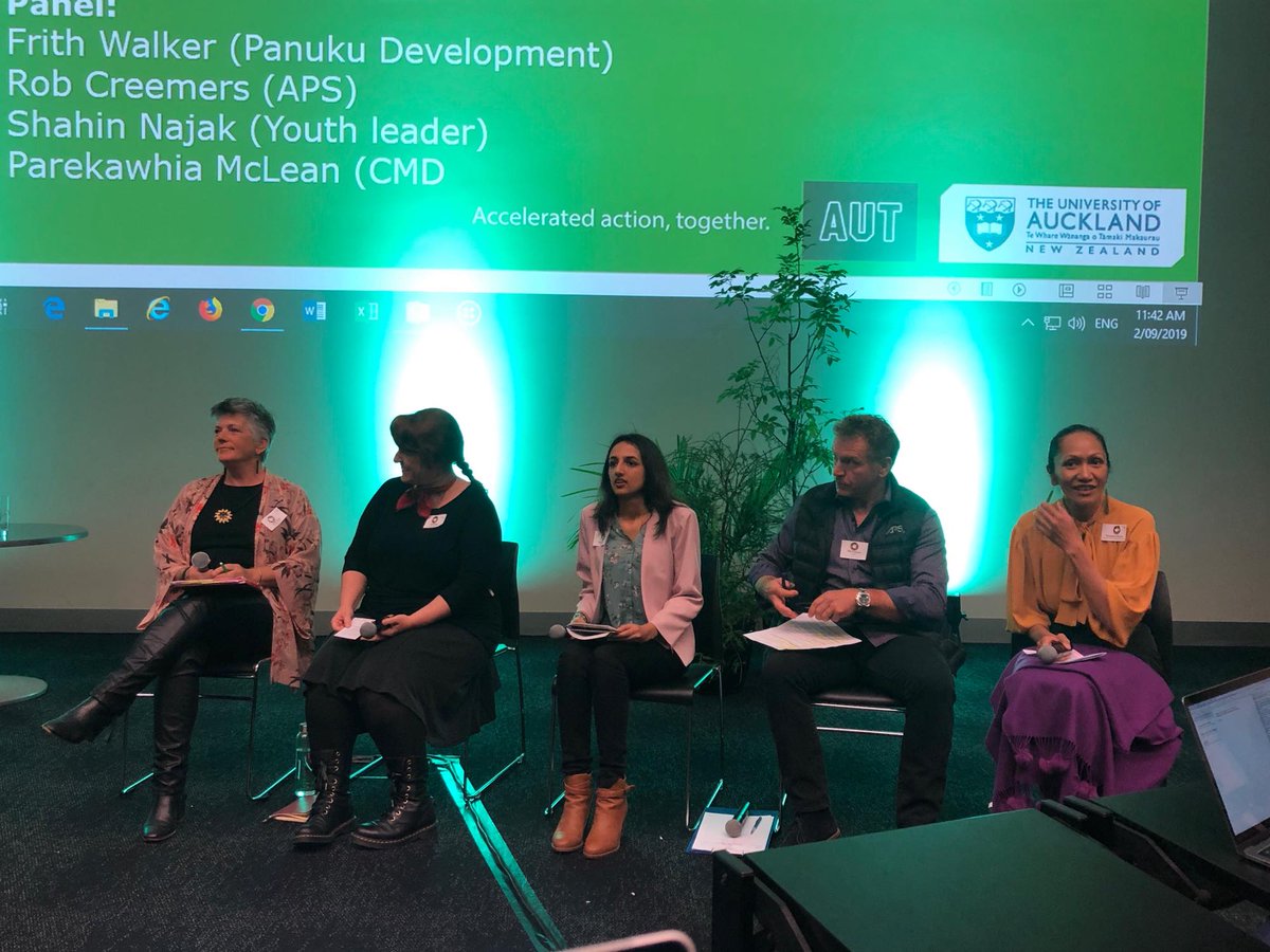 sdg_nz's tweet photo. @HelenClarkNZ @RusselNorman @GreenpeaceNZ @RachaelLeMes @oxfamnz @AucklandUni @KevinHague @arend_merrie @SophieHandford2 How are local communities being engaged? How is collective leadership happening? Chair @PennyHulseWest kicks off the next discussion on taking action locally and collaboratively with the panel: Frith Walker, Rob Creemers, Shahin Najak and Parekawhia McLean. ^AI https://t.co/JgVbeGmmJ9