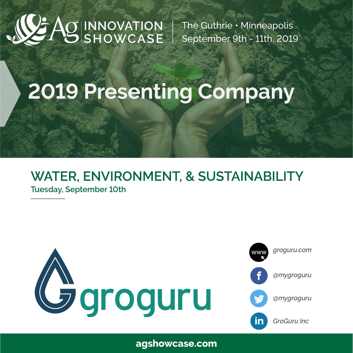 mygroguru's tweet photo. September is a busy month for GroGuru with TONS of events happening! Are you coming to the 11th annual Ag Innovation Showcase September 9th-11th?! See you there! https://t.co/Z6ZsyiRP65 #agtech #futurefarming #groguru #agtechinnovation #innovationshowcase #businessinnovation https://t.co/tRmTz4ikQw