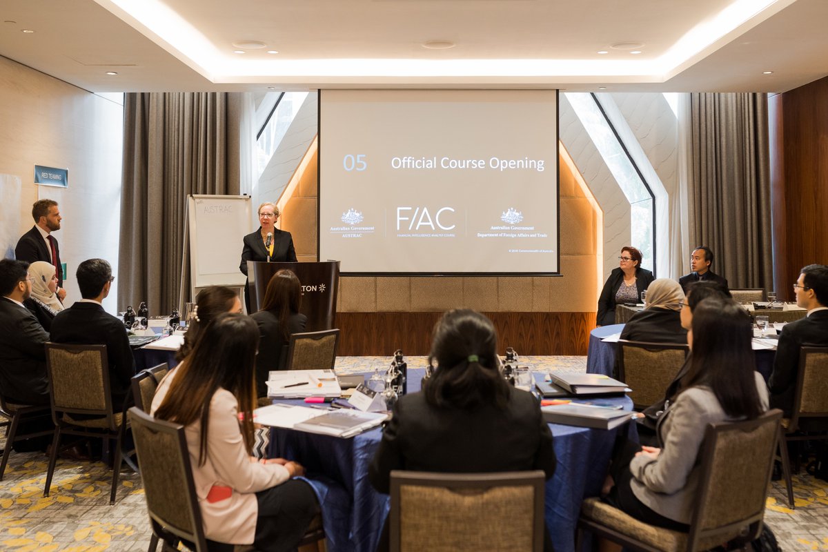 AUSTRAC's tweet photo. We’re in week 2 of the Regional Financial Intelligence Analyst Course in Singapore, which will continue to build capability in the ASEAN region and provide expert insights into #MoneyLaundering and #TerrorismFinancing threats and risks. https://t.co/cV4Nd72hYT