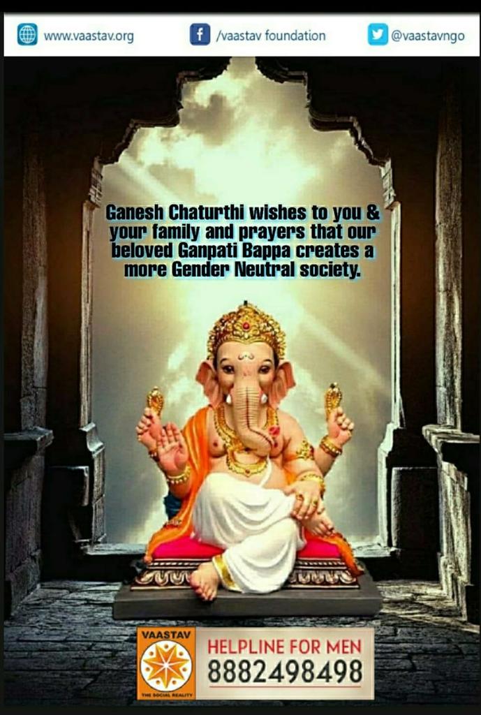 vaastavngo's tweet photo. Happy Ganesh Chathurthi to all
Hearty wishes to you and your family, and prayers to Lord Ganesha to create a gender equal society. https://t.co/pD2cu5CEpL