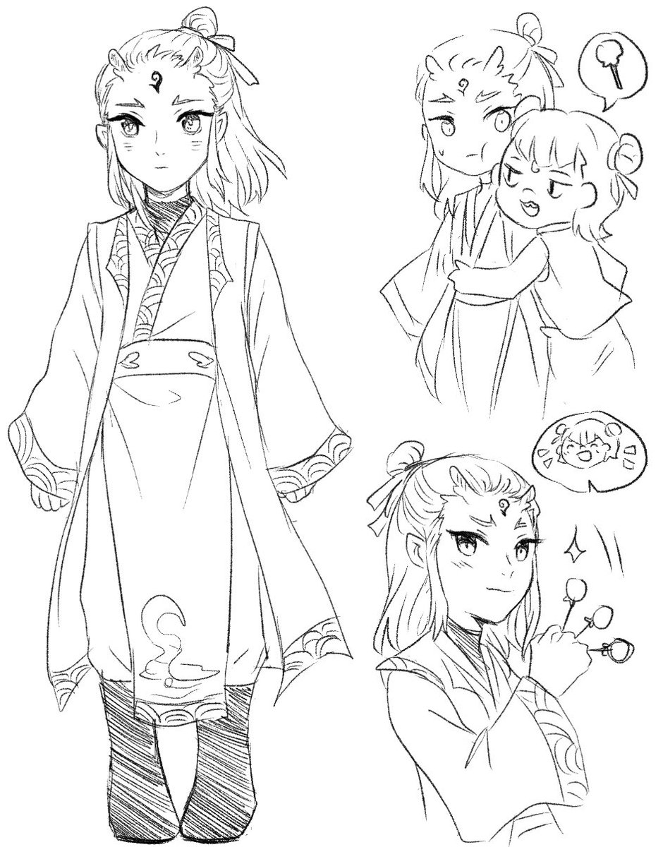 Anyway this isn't super comprehensive and I hope to make a better guide soon since I just came back from con... but here are also some doodles of Aobing!! ??❄️ beautiful dragon boy