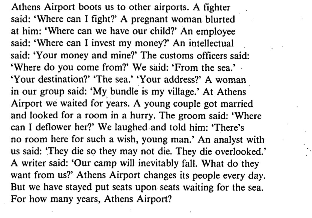 ‘Athens Airport’— Mahmoud Darwish, Palestine                         [translated by Abdullah al-Udhari] #VerseOfTheDay