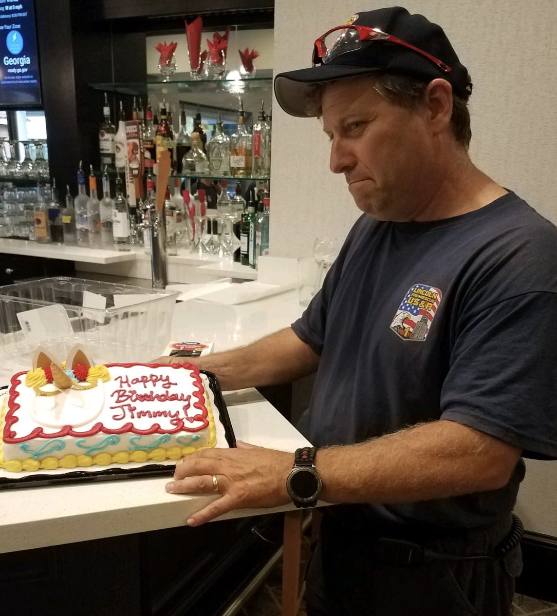 NE_TF1's tweet photo. As NE-TF1 16 person Mission Ready Package trains and prepares in advance of Hurricane Dorian, they take some time out to celebrate Task Force Leader Jim Bopp’s birthday.@LNKFireRescue @IAFFLocal647 @IAFFLocal644 @OmahaFireDept @papiofire @MayorLeirion @CbfdIAFF15 https://t.co/m531dubspw