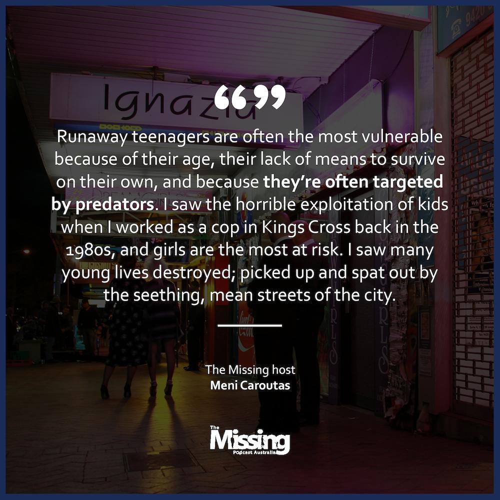 TheMissingPod_'s tweet photo. Every year in Australia, 1οΈβ£0οΈβ£0οΈβ£ teenagers are reported missing.
Host and former @nswpolice cop Meni has seen first hand the dangers these kids face while stationed at Kings Cross.
EPISODE 3 π
#TheMissingPod π€ https://t.co/QMds2Y3Zaz
