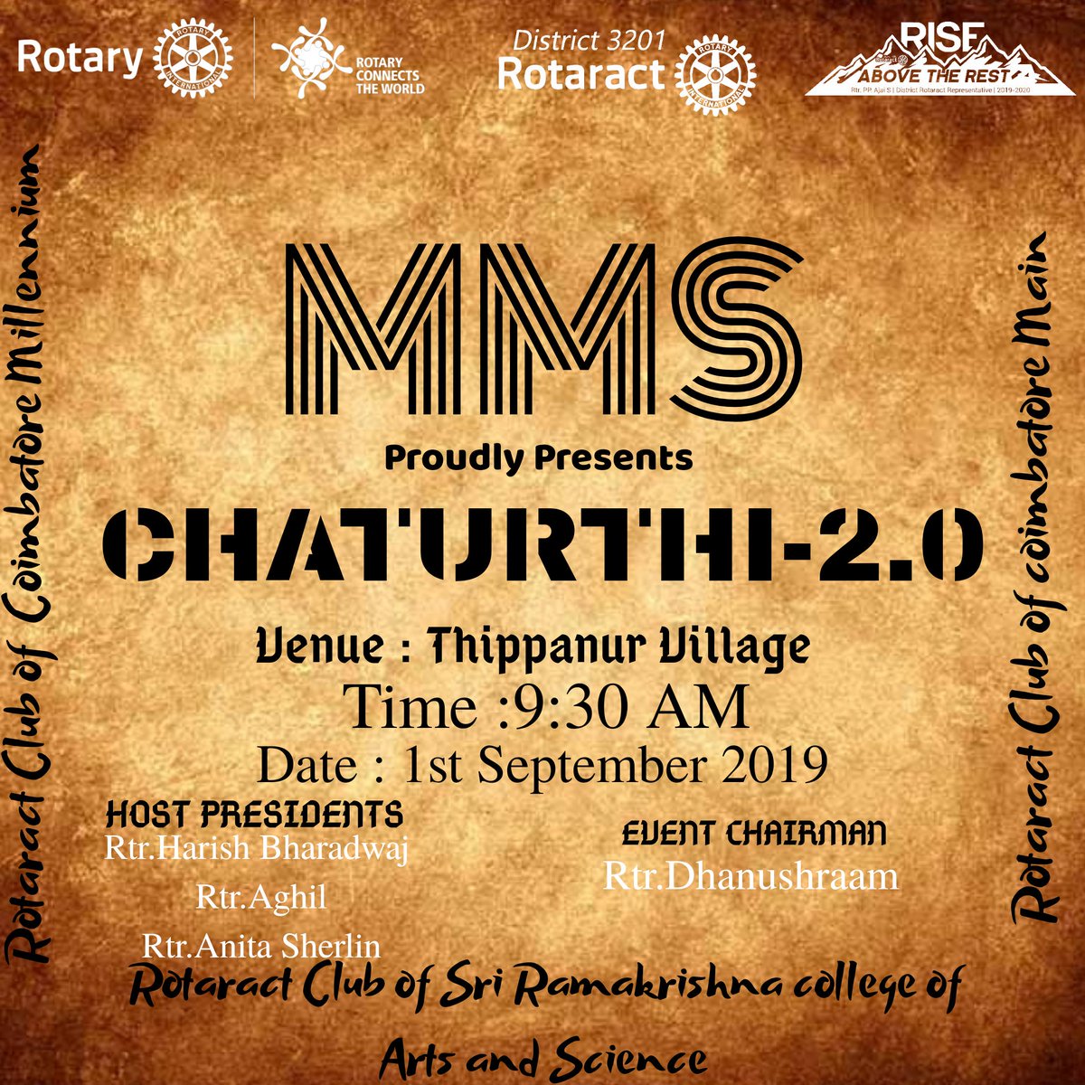 RotaractSrcas's tweet photo. We Rotaract Club of SRCAS completed our Signature project
CHATURTHI - VERSION 2.0!!
#MMS #nammayear #rise_above_the_rest #StrikeHardtoSuccess
#Discover_the_need
#srcas #cbe_main #cbe_millenium https://t.co/gSdZ6sZwY9