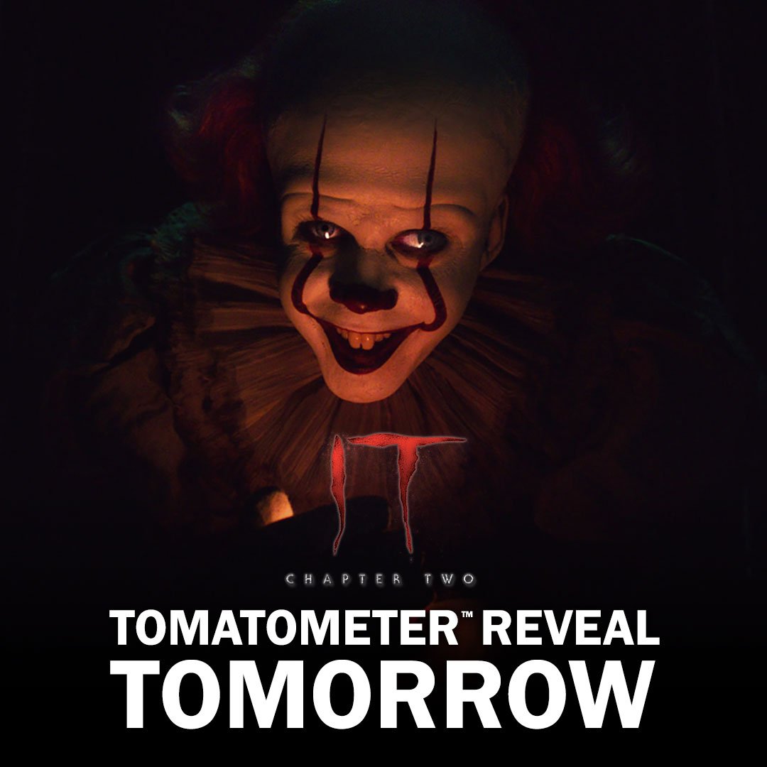 RottenTomatoes's tweet photo. Check back tomorrow after 9:30am PT for the first #Tomatometer score for #ITChapterTwo

Where do you think it'll land? https://t.co/B9pF3tKKND